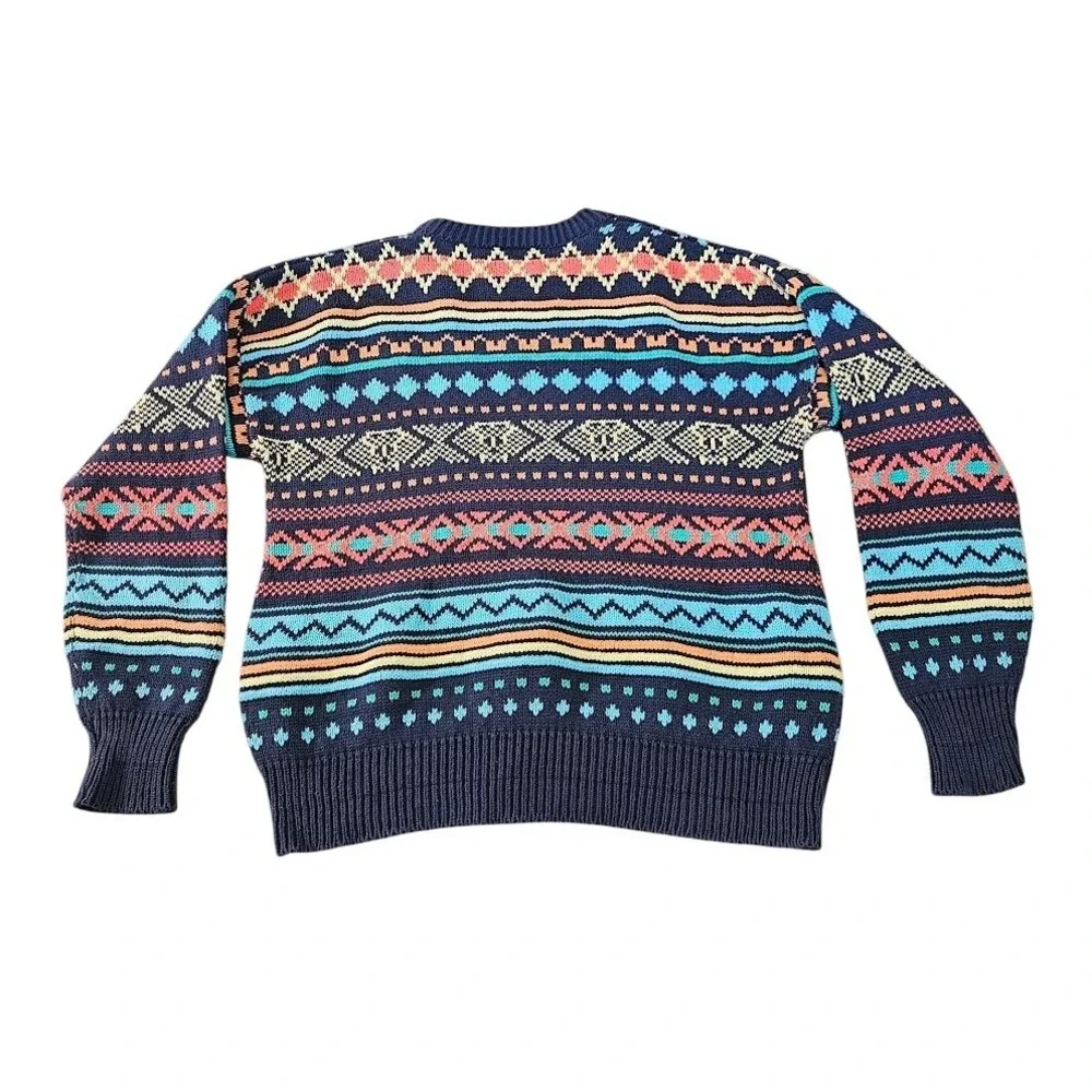Vintage Aeropostale Men Large Cotton Geometric Southwestern Knit Sweater USA 90s